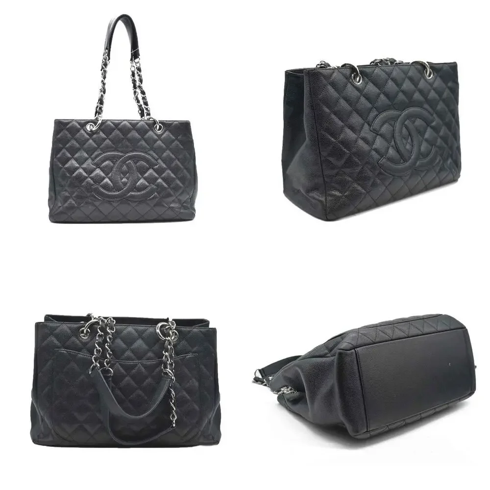 CHANEL Black Quilted Leather Double C Tote